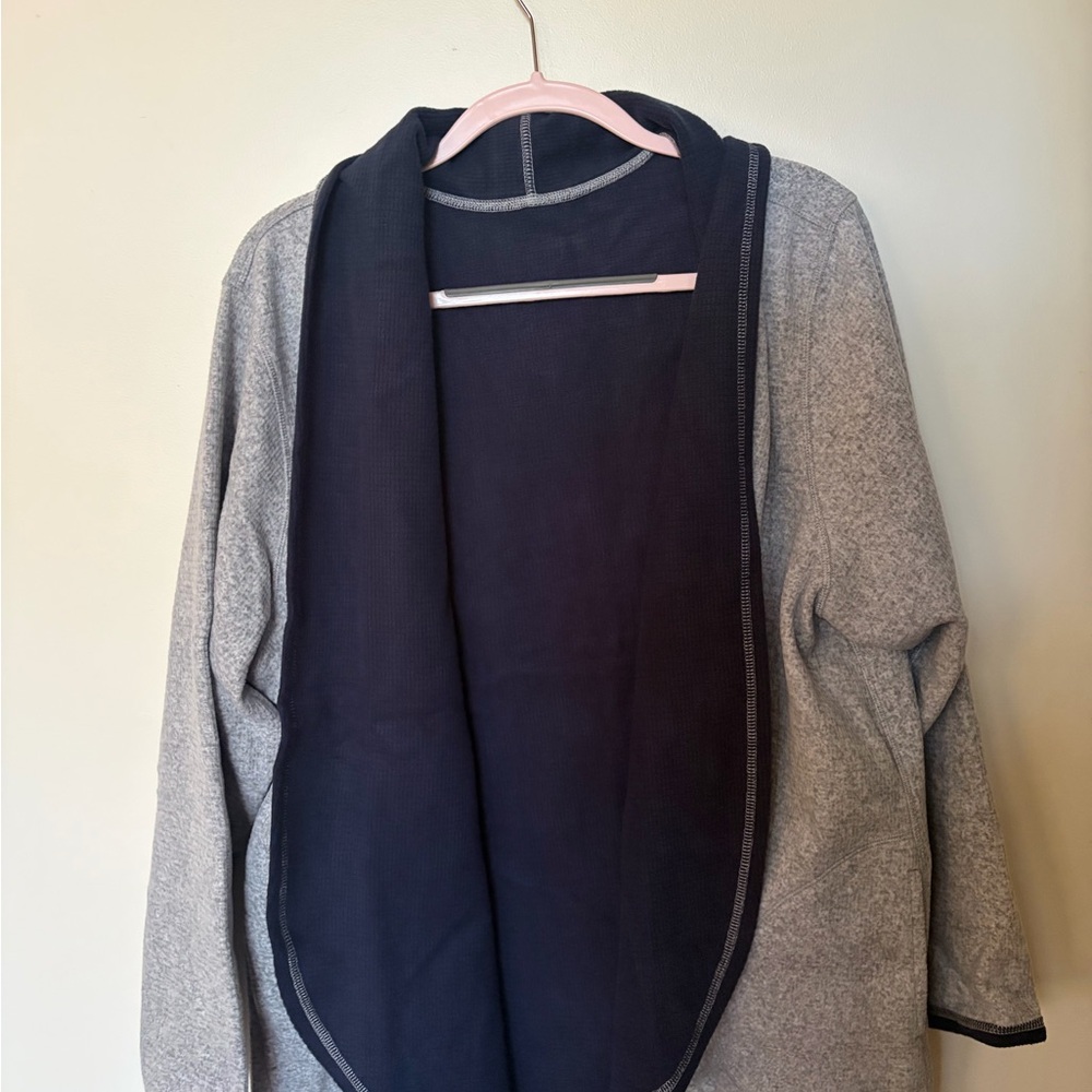 Gray and Navy Blue reversible  Open Front Cardigan